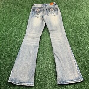 Dollhouse Jeans Women's Light Wash 3/4 24X29" Bootcut Embellished Stretch Y2K